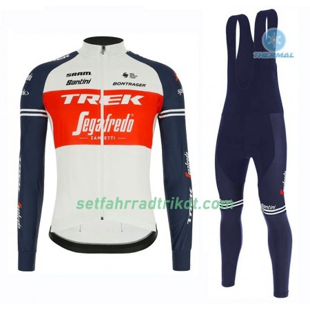 Radbekleidung Radtrikot Langarm + Lang Trägerhose 2020 Trek-Segafredo Winter Thermal Fleece N001